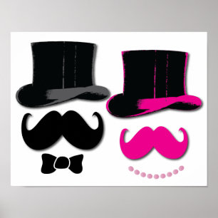 Poster Moustache, casquette supérieur, cravate d'arc et