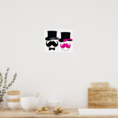 Poster Moustache, chapeau supérieur, cravate arc et poire (Cuisine)