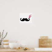 Poster Moustache coeur rouge amour (Cuisine)