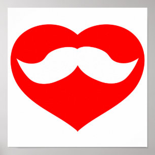 Poster Moustache dans le coeur