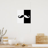 Poster Moustache moitié noire et blanche (Cuisine)