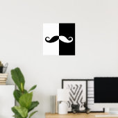 Poster Moustache moitié noire et blanche (Bureau à domicile)
