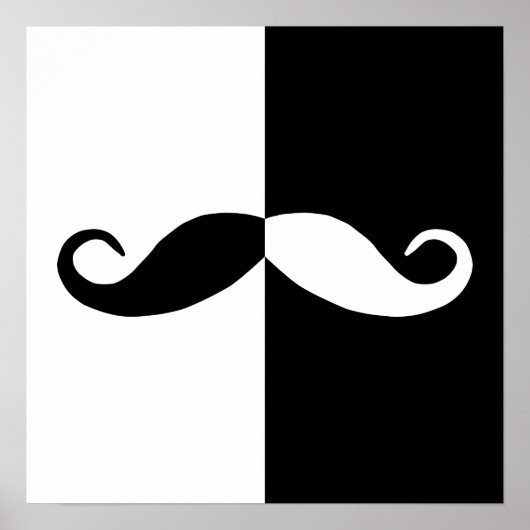 Poster Moustache moitié noire et blanche (Devant)