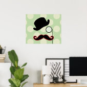 Poster Moustache, Moustache, Stache, Monocle, Casquette B (Bureau à domicile)
