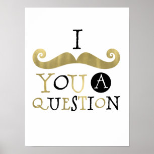 Poster Moustache noire en or