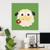 Poster Mouton À Fleur (Bureau à domicile)