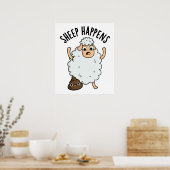 Poster Mouton arrive drôle de caca jeu de mots (Cuisine)