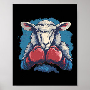 Poster Mouton Boxeur Avec Gants De Boxe Kickboxing Drôle