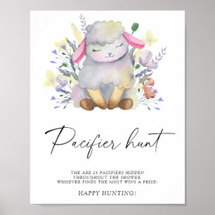 Poster Mouton - chasse au pacificateur jeu de baby shower
