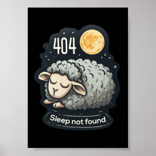 Poster Mouton de dessin animé mignon - 404 Sommeil non tr