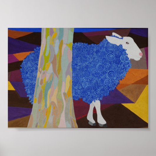 Poster Mouton de laine bleu (Devant)