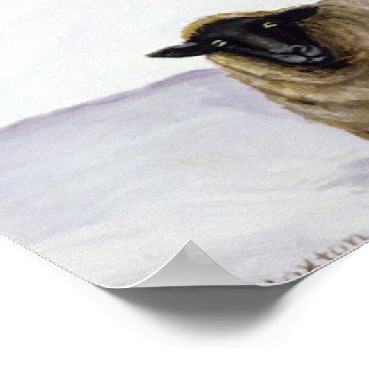 Poster Mouton en hiver (Coin)