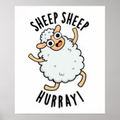 Poster Mouton Mouton Hurray Amusant Animal Pun (Devant)