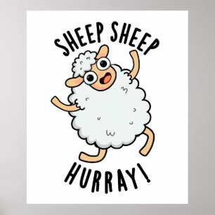 Poster Mouton Mouton Hurray Amusant Animal Pun
