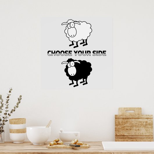 Poster mouton noir et blanc (Cuisine)