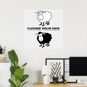 Poster mouton noir et blanc (Bureau à domicile)