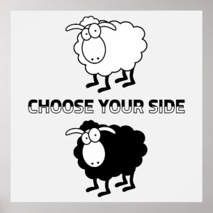Poster mouton noir et blanc
