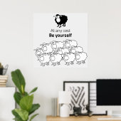 Poster Mouton noir et blanc (Bureau à domicile)