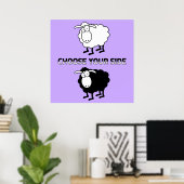 Poster mouton noir et blanc (Bureau à domicile)