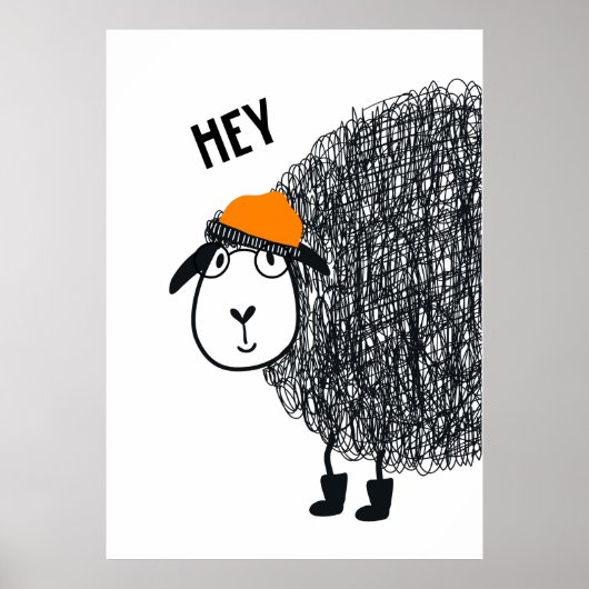 Poster Moutons à gribouillis mignons pour enfants (Devant)