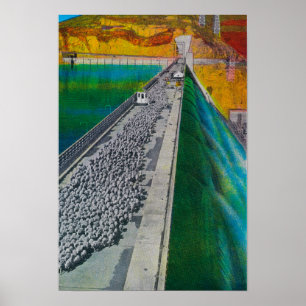 Poster Moutons à travers le barrage de Grand Coulee