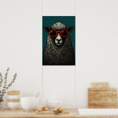 Poster Moutons bouclés cool et fantaisistes (Cuisine)