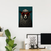 Poster Moutons bouclés cool et fantaisistes (Bureau à domicile)