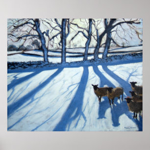 Poster Moutons dans la neige Derbyshire