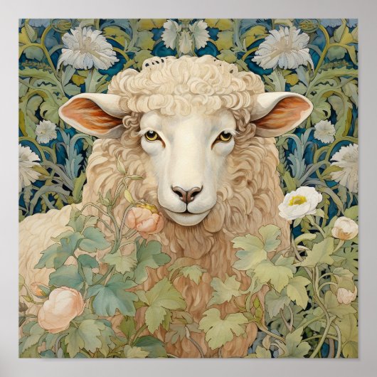 Poster Moutons dans la peinture des prés (Devant)
