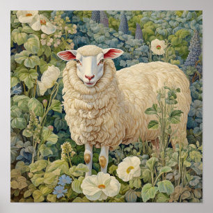 Poster Moutons dans la peinture des prés