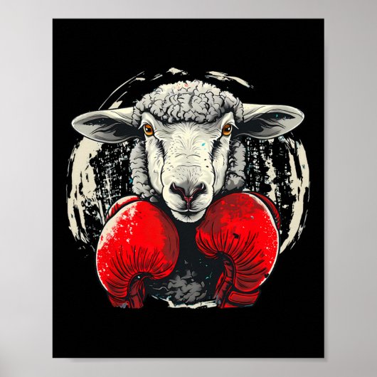 Poster Moutons de boxe avec gants de boxe Kickboxing Drôl (Devant)