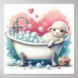 Poster Moutons pour bain moussant