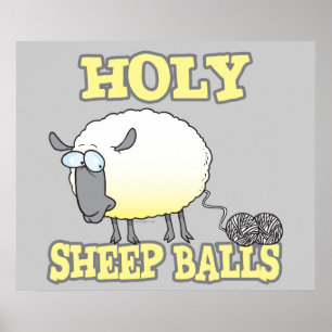 Poster moutons saints boules drôles de fil de laine qui s