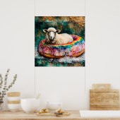 Poster Moutons sur un arc-en-ciel Couleur Doughnut flotta (Cuisine)