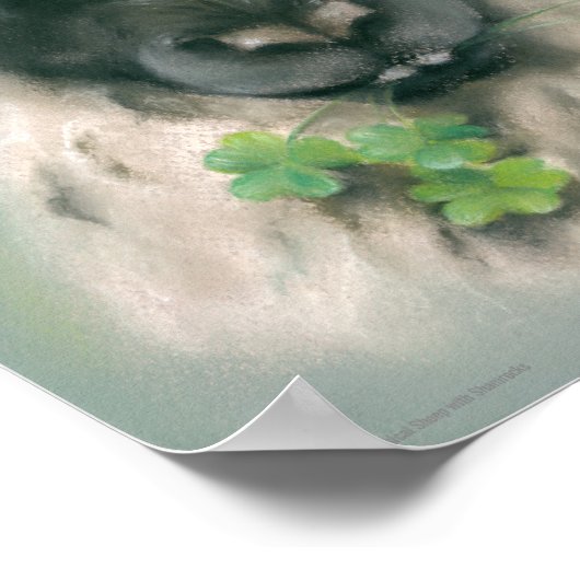 Poster Moutons Whimsical avec Shamrocks (Coin)