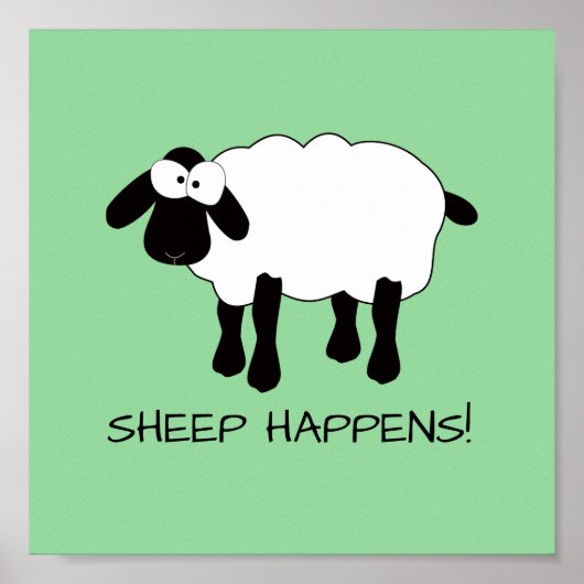 Poster Moutons Whimsical "Sheep Happes" Imprimer (Devant)