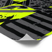 Poster Mouvement Abstrait en Lime vert, noir et gris (Coin)
