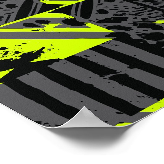 Poster Mouvement Abstrait en Lime vert, noir et gris (Coin)