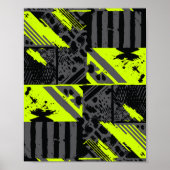 Poster Mouvement Abstrait en Lime vert, noir et gris (Devant)