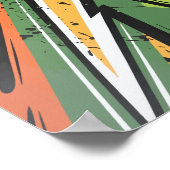 Poster Mouvement Abstrait jaune, noir et vert (Coin)