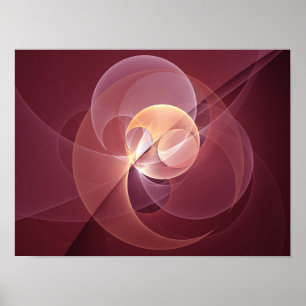 Poster Mouvement Abstrait Moderne Art Fractal Vin Rouge R