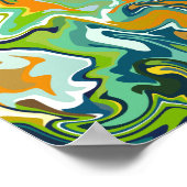 Poster Mouvement de fluide abstrait multicolore (Coin)