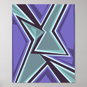 Poster Mouvement d'énergie géométrique en violet et Turqu