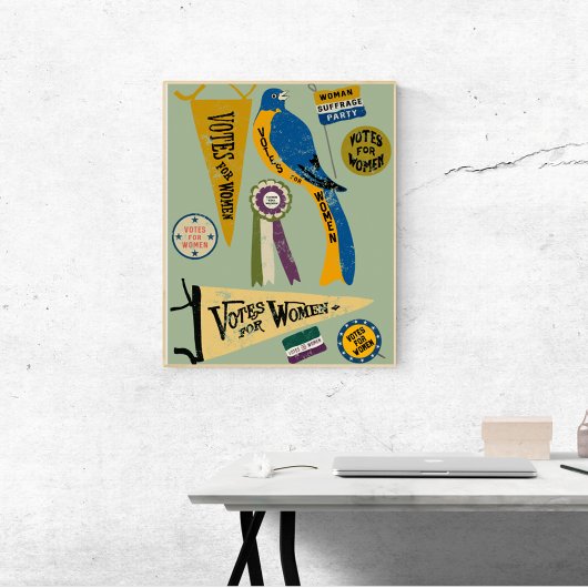 Poster Mouvement Suffrage Femmes Mémorabilia Collage Impr