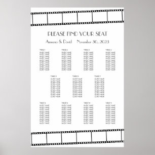 Poster Movie Stars Film Strip Wedding Seating Chart