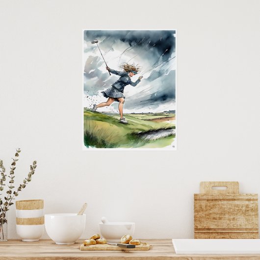 Poster Moving Day In Scotland - Golf Art Print (Cuisine)