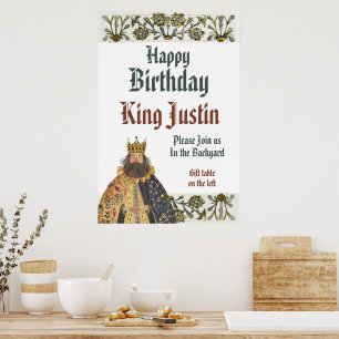 Poster Moyen Âge Médiéval Renaissance Roi Anniversaire