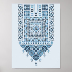 Poster Moyen-Orient arabe moderne Cute Bleu Tatreez