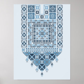 Poster Moyen-Orient arabe moderne Cute Bleu Tatreez