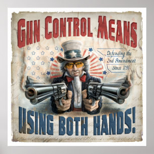 Poster Moyens de contrôle des armes utilisant deux mains